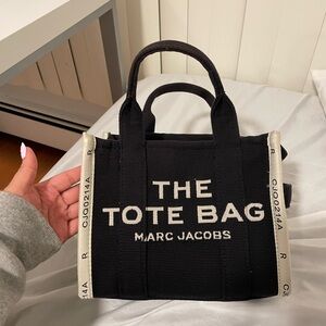 Black and White Marc Jacobs the Jacquard Traveler Tote Bag - Small